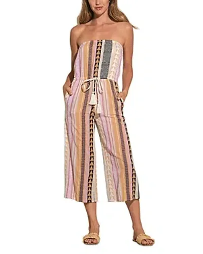 Elan Strapless Jumpsuit In Beige