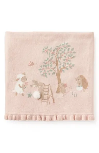 Elegant Baby Garden Picnic Cotton Knit Blanket In Pink