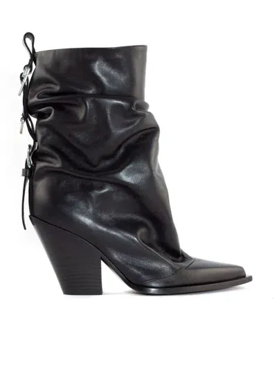 Elena Iachi Black Calfskin Leather Ankle Boot