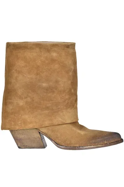 Elena Iachi Suede Texan Boots In Light Brown