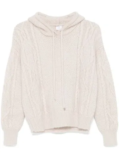 Eleventy Cable-knit Hoodie In Neutrals