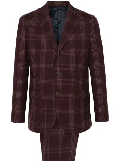 Eleventy Checkered Suit In Purple