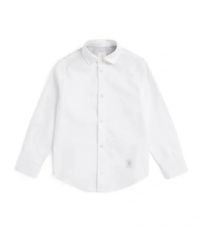 Eleventy Kids' Logo-appliqué Cotton Shirt In White