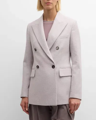 Eleventy Double-breasted Herringbone Blazer In Mauve