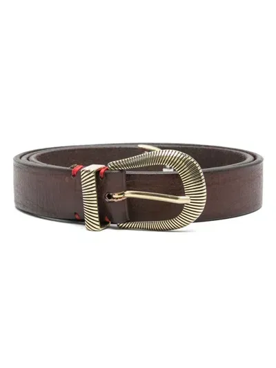 Eleventy Engraved Belt In Brown