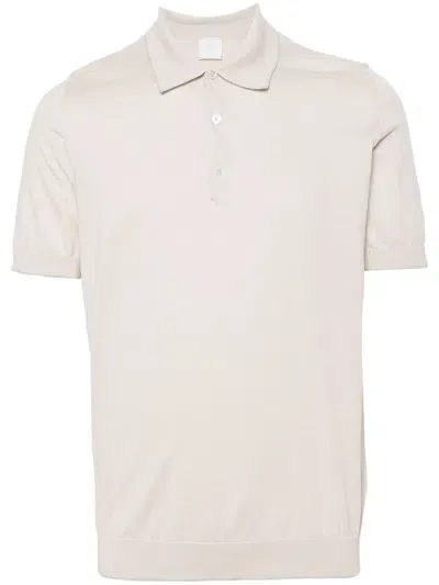 Eleventy Fine-ribbed Polo Shirt In Neutrals