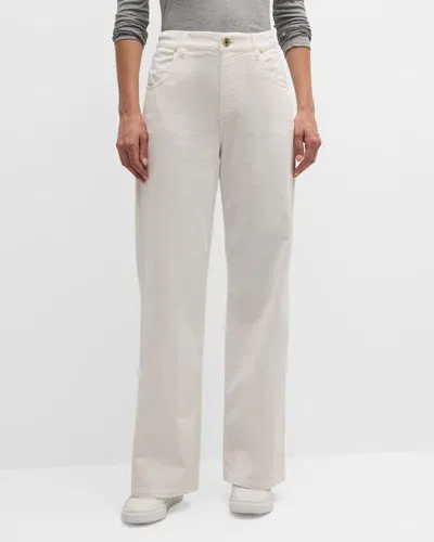 Eleventy High-rise Corduroy Pants In Cream