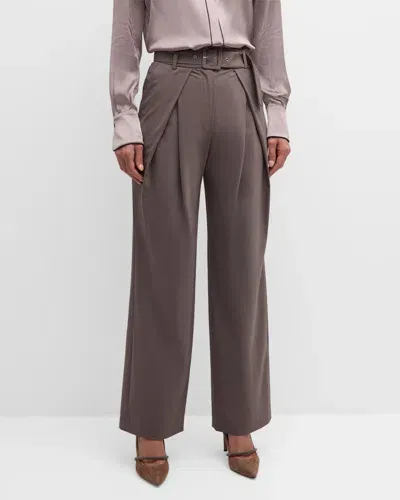 Eleventy High-rise Pleated Trousers In Mauve