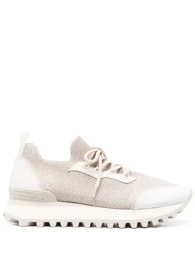 Eleventy Knitted Upper Sneakers In Neutrals