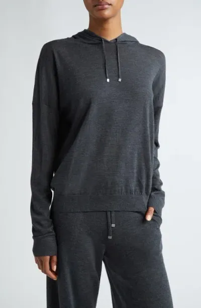 Eleventy Merino Wool Hooded Sweater In 15 Smoke Grey