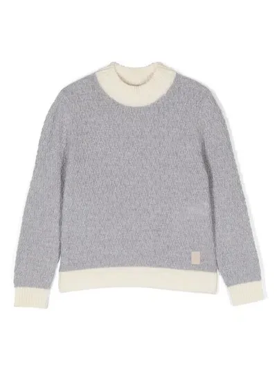 Eleventy Kids' Mock-neck Sweater In Grey