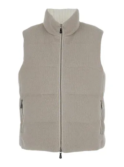 Eleventy Padded Knit Vest In Grey