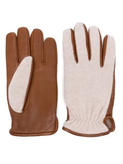 Eleventy Panelled-design Gloves In Brown