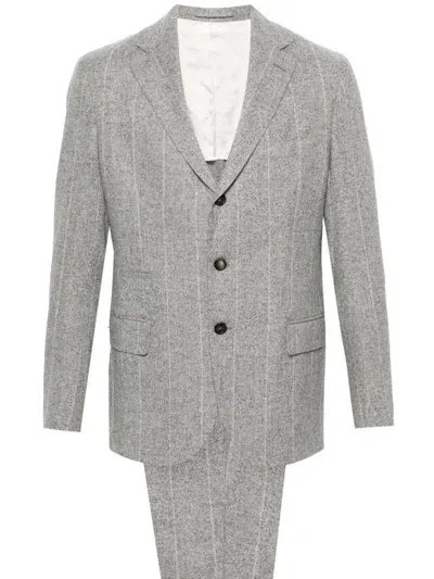 Eleventy Pinstripe Suit In Grey