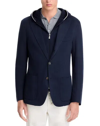 Eleventy Removable Hooded Layer Blazer In Navy