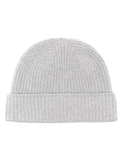 Eleventy Ribbed-knit Beanie In Grey