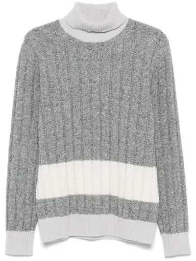 Eleventy Ribbed-knit Sweater In Grey