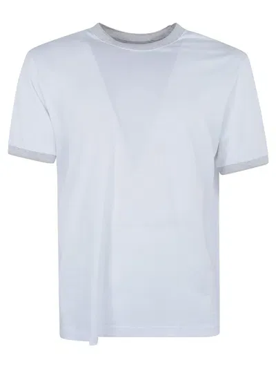 Eleventy Round Neck T-shirt In White/grey