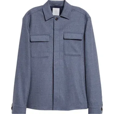 Eleventy Stretch Wool & Cashmere Button-up Overshirt In Sky Blue