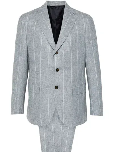 Eleventy Striped Suit In Grey