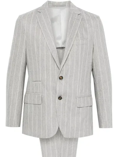 Eleventy Striped Suit In Grey