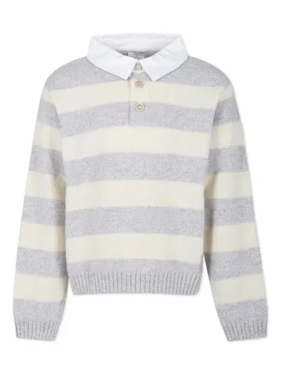 Eleventy Kids' Striped Sweater In Neutrals