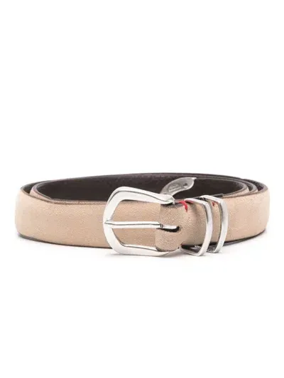 Eleventy Suede Belt In Neutrals