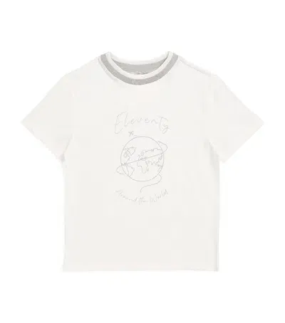 Eleventy Kids' World Logo T-shirt In Ivory