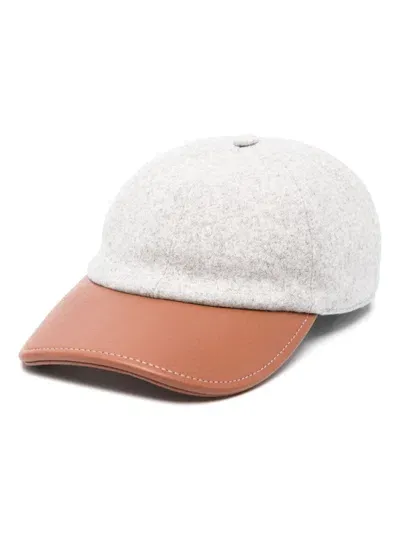 Eleventy X Mulberry Leather-trim Cap In Grey