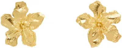 Elhanati Gold Conie Vallese Edition Big Golden Flower Clip Earrings In 24kt Gold Plated