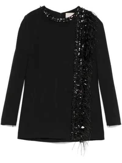 Elie Saab Embroidered Cady Blouse In Black