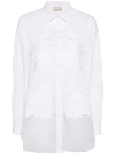 Elie Saab Embroidered Cotton Shirt In White