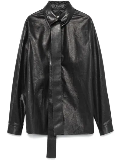 Elie Saab Faux-leather Shirt In Black