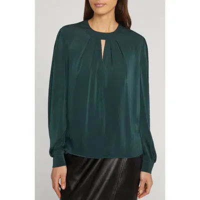 Elie Tahari The Bethany Stretch Silk Blouse In Juniper