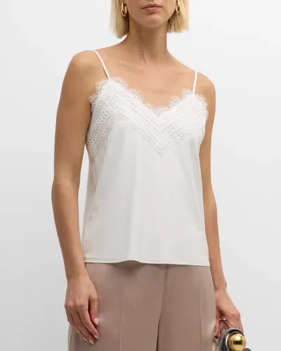 Elie Tahari The Mazzy Lace-trim Tank Top In Sky White