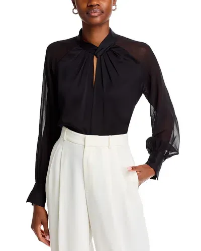 Elie Tahari The Valentine Silk Blend Blouse In Noir