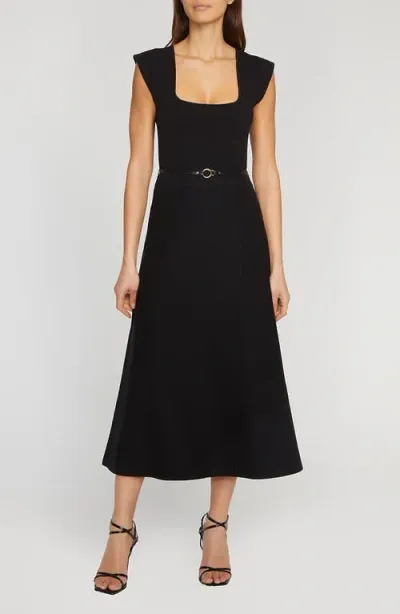 Elie Tahari The Vera Belted Maxi Sweater Dress In Noir