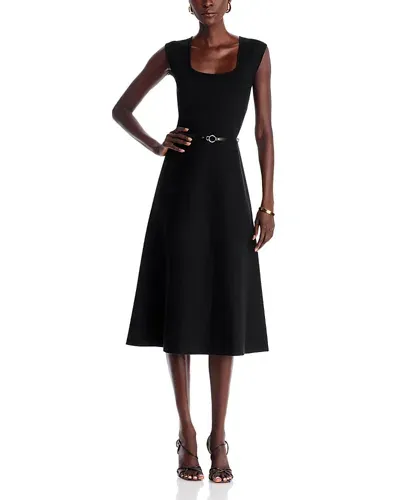 Elie Tahari The Vera Belted Sweater Dress In Noir