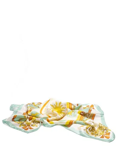 Elios Silk Scarf With Zodiac Sign In Green