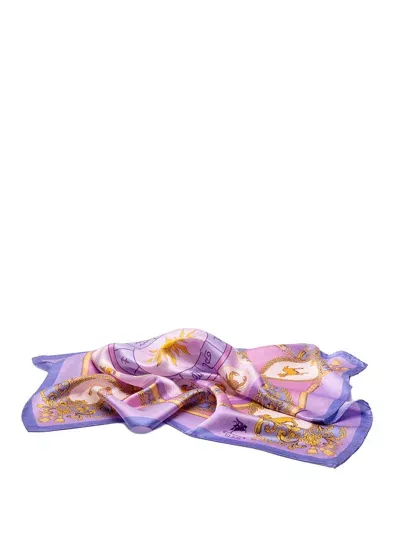 Elios Silk Scarf With Zodiac Sign In Pink