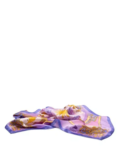 Elios Silk Scarf With Zodiac Sign In Pink