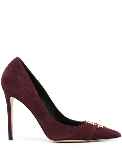 Elisabetta Franchi 105mm Stylish Pointed Toe Suede Pumps In Purple