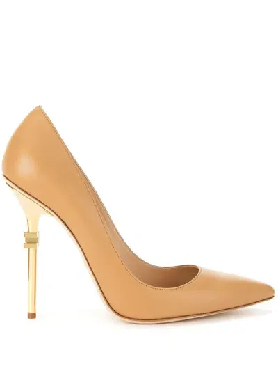 Elisabetta Franchi 110mm Branded-heel Pumps In Brown