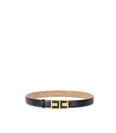 Elisabetta Franchi Black Belt With Logo Buckle