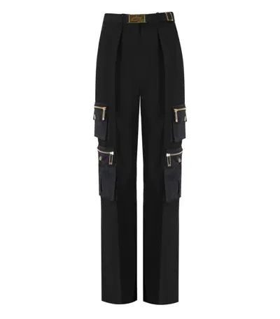 Elisabetta Franchi Black Cargo Trousers With Belt