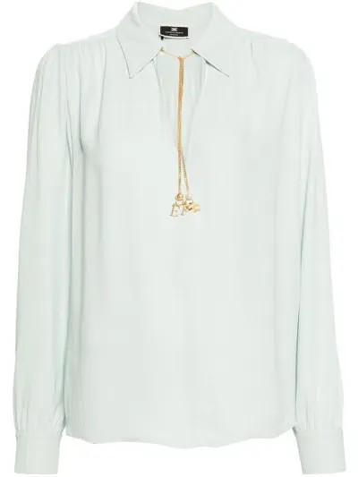 Elisabetta Franchi Chain-detail Georgette Blouse In Blu