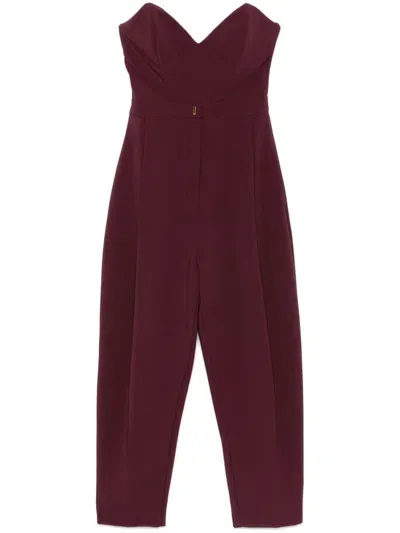 Elisabetta Franchi Bustier-neckline Crepe Jumpsuit In Red