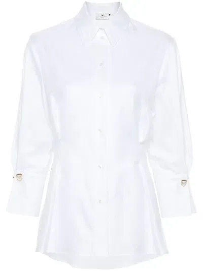 Elisabetta Franchi Chevron-pattern Poplin Shirt In White