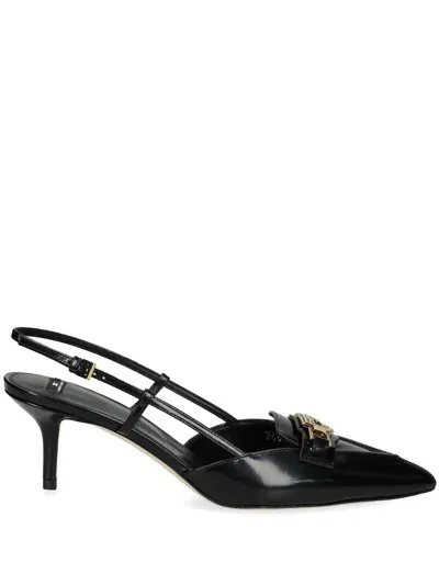 Elisabetta Franchi 60mm Gold-tone Leather Pumps In Black