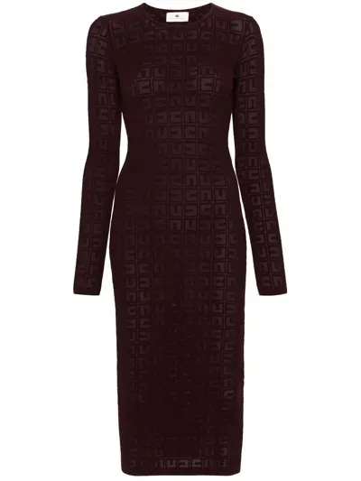 Elisabetta Franchi Pointelle-knit Midi Dress In Brown